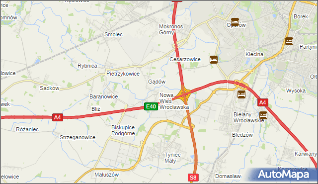 mapa Nowa Wieś Wrocławska, Nowa Wieś Wrocławska na mapie Targeo