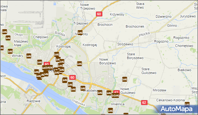 mapa Nowe Boryszewo, Nowe Boryszewo na mapie Targeo