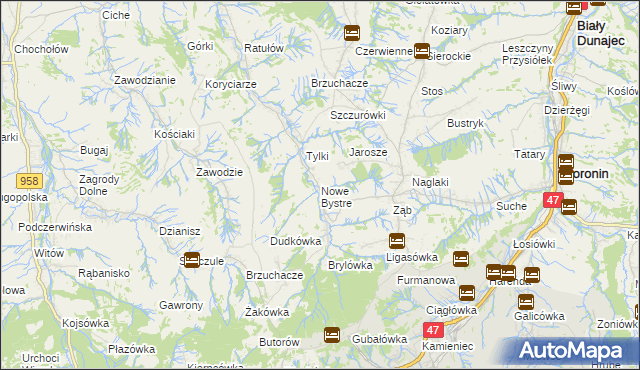 mapa Nowe Bystre, Nowe Bystre na mapie Targeo