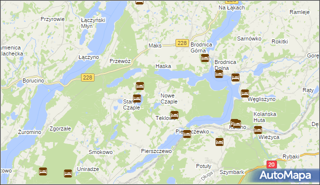 mapa Nowe Czaple gmina Stężyca, Nowe Czaple gmina Stężyca na mapie Targeo
