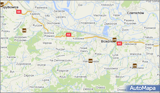 mapa Nowe Dwory gmina Brzeźnica, Nowe Dwory gmina Brzeźnica na mapie Targeo