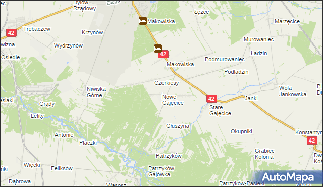 mapa Nowe Gajęcice, Nowe Gajęcice na mapie Targeo