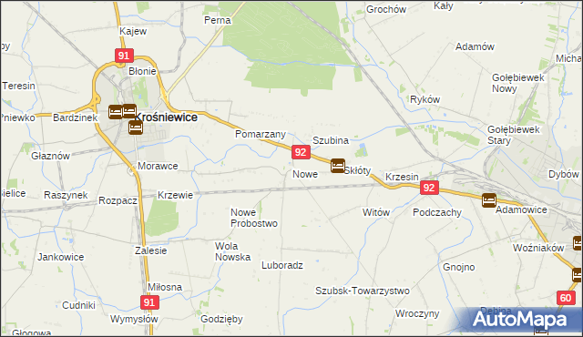mapa Nowe gmina Krośniewice, Nowe gmina Krośniewice na mapie Targeo