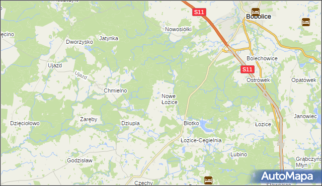 mapa Nowe Łozice, Nowe Łozice na mapie Targeo