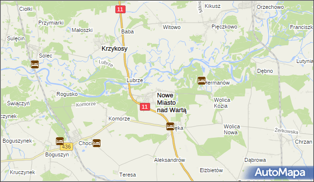 mapa Nowe Miasto nad Wartą, Nowe Miasto nad Wartą na mapie Targeo