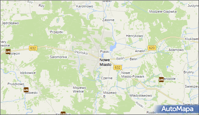 mapa Nowe Miasto powiat płoński, Nowe Miasto powiat płoński na mapie Targeo