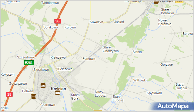 mapa Nowe Oborzyska, Nowe Oborzyska na mapie Targeo