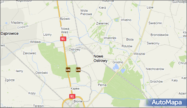 mapa Nowe Ostrowy, Nowe Ostrowy na mapie Targeo
