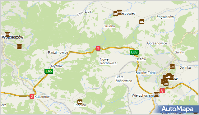 mapa Nowe Rochowice, Nowe Rochowice na mapie Targeo