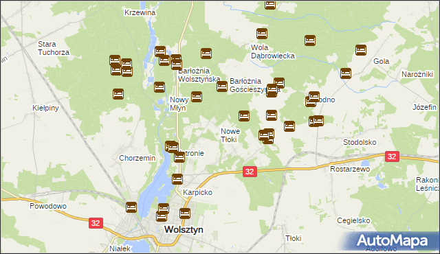 mapa Nowe Tłoki, Nowe Tłoki na mapie Targeo