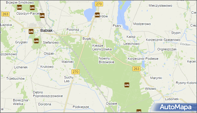 mapa Nowiny Brdowskie, Nowiny Brdowskie na mapie Targeo