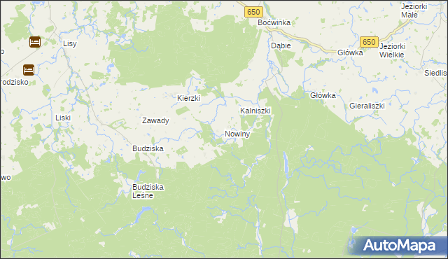 mapa Nowiny gmina Banie Mazurskie, Nowiny gmina Banie Mazurskie na mapie Targeo