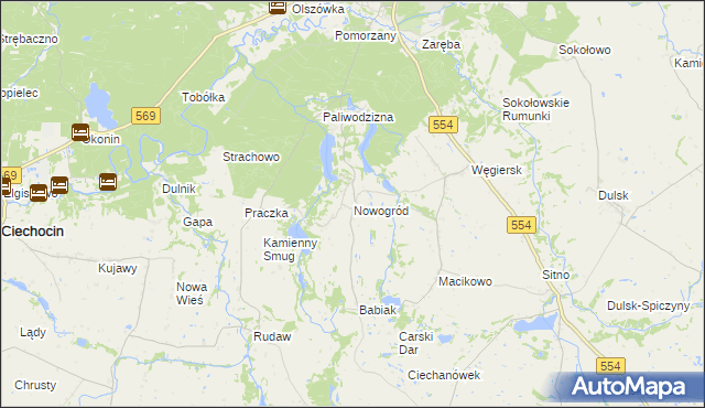 mapa Nowogród gmina Golub-Dobrzyń, Nowogród gmina Golub-Dobrzyń na mapie Targeo