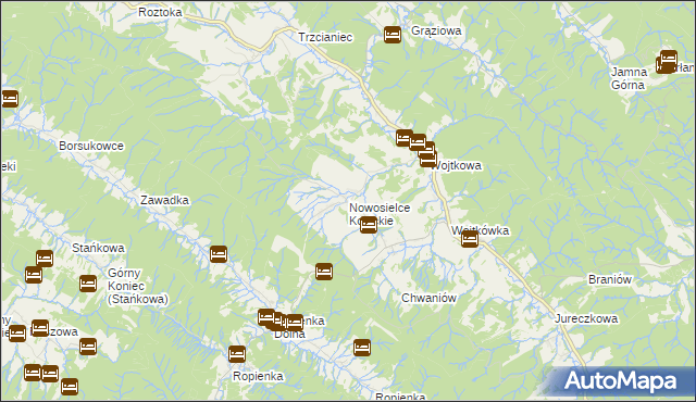 mapa Nowosielce Kozickie, Nowosielce Kozickie na mapie Targeo