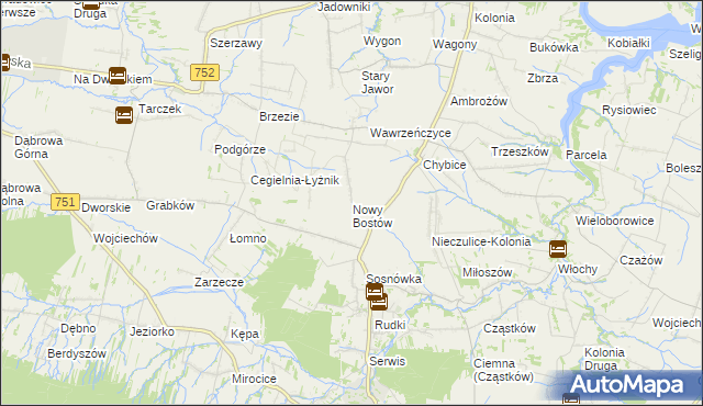 mapa Nowy Bostów, Nowy Bostów na mapie Targeo