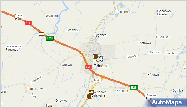 mapa Nowy Dwór Gdański, Nowy Dwór Gdański na mapie Targeo