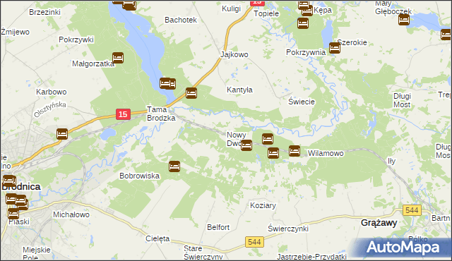 mapa Nowy Dwór gmina Brodnica, Nowy Dwór gmina Brodnica na mapie Targeo