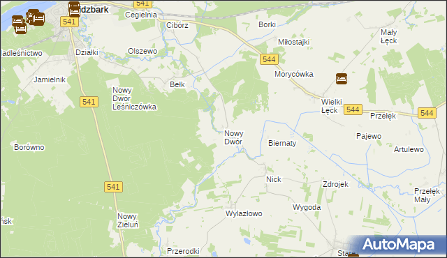 mapa Nowy Dwór gmina Lidzbark, Nowy Dwór gmina Lidzbark na mapie Targeo