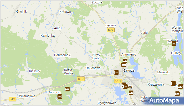 mapa Nowy Dwór gmina Morąg, Nowy Dwór gmina Morąg na mapie Targeo