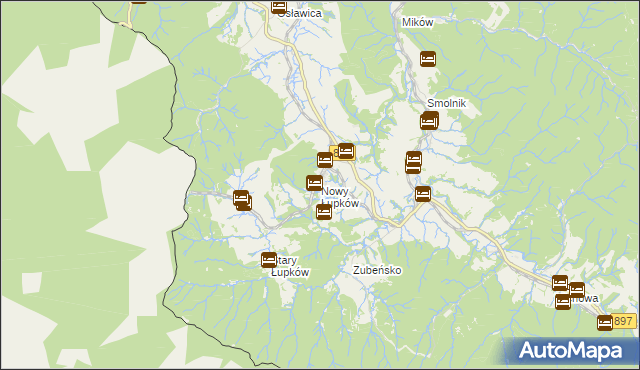 mapa Nowy Łupków, Nowy Łupków na mapie Targeo