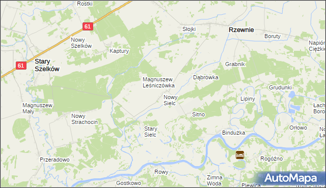 mapa Nowy Sielc gmina Rzewnie, Nowy Sielc gmina Rzewnie na mapie Targeo