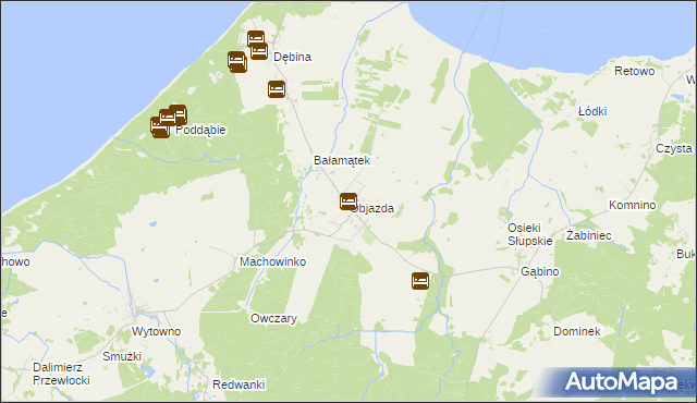 mapa Objazda gmina Ustka, Objazda gmina Ustka na mapie Targeo