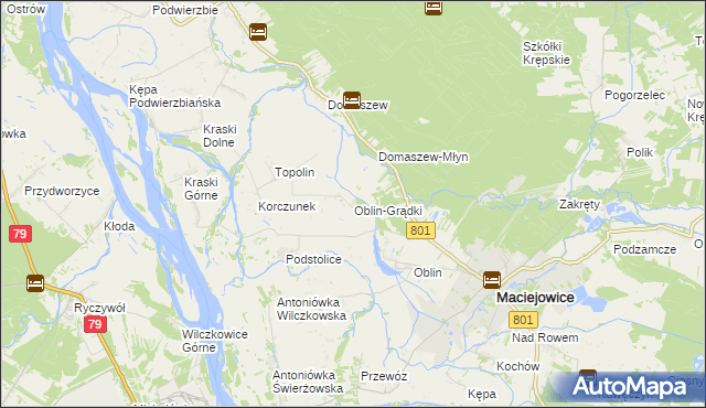 mapa Oblin-Grądki, Oblin-Grądki na mapie Targeo