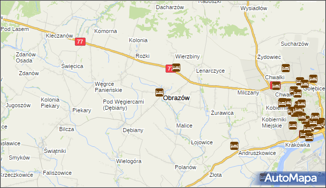 mapa Obrazów, Obrazów na mapie Targeo