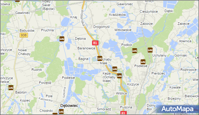 mapa Ochaby Małe, Ochaby Małe na mapie Targeo