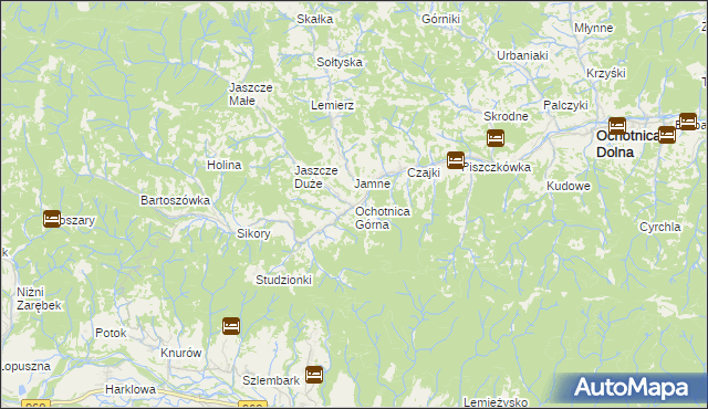 mapa Ochotnica Górna, Ochotnica Górna na mapie Targeo