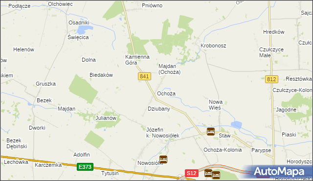 mapa Ochoża gmina Wierzbica, Ochoża gmina Wierzbica na mapie Targeo