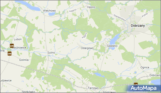 mapa Odargowo gmina Dobrzany, Odargowo gmina Dobrzany na mapie Targeo