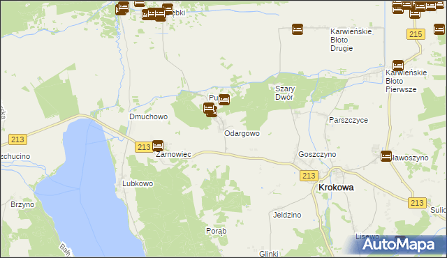 mapa Odargowo gmina Krokowa, Odargowo gmina Krokowa na mapie Targeo