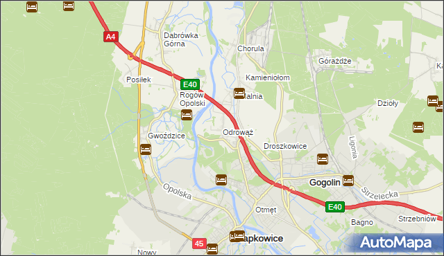 mapa Odrowąż gmina Gogolin, Odrowąż gmina Gogolin na mapie Targeo