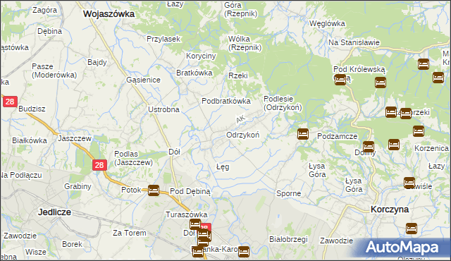 mapa Odrzykoń, Odrzykoń na mapie Targeo