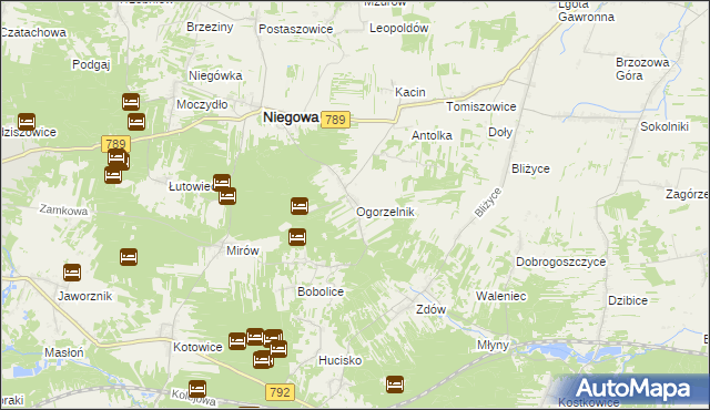 mapa Ogorzelnik, Ogorzelnik na mapie Targeo