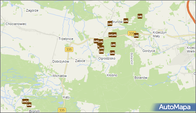 mapa Ogrodzisko gmina Chocianów, Ogrodzisko gmina Chocianów na mapie Targeo