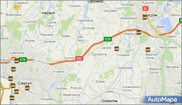 mapa Ogrodzona gmina Dębowiec, Ogrodzona gmina Dębowiec na mapie Targeo