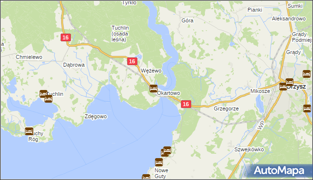 mapa Okartowo, Okartowo na mapie Targeo