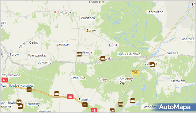 mapa Okrąglik gmina Janów, Okrąglik gmina Janów na mapie Targeo