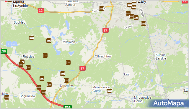 mapa Olbrachtów, Olbrachtów na mapie Targeo