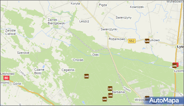mapa Olek gmina Łysomice, Olek gmina Łysomice na mapie Targeo