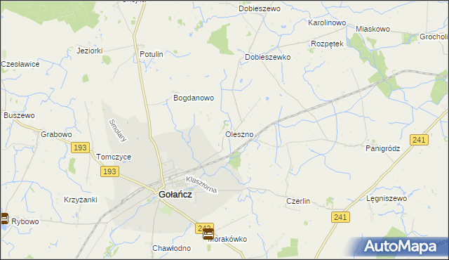 mapa Oleszno gmina Gołańcz, Oleszno gmina Gołańcz na mapie Targeo