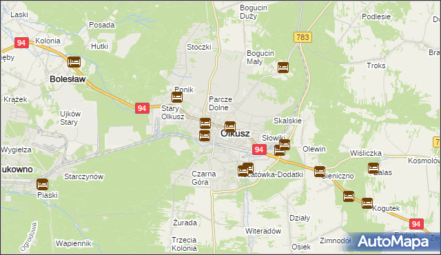 mapa Olkusz, Olkusz na mapie Targeo