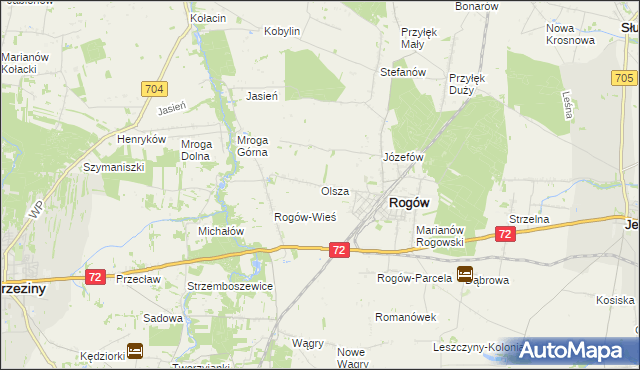 mapa Olsza gmina Rogów, Olsza gmina Rogów na mapie Targeo