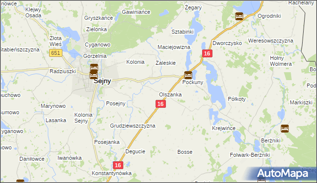 mapa Olszanka gmina Sejny, Olszanka gmina Sejny na mapie Targeo