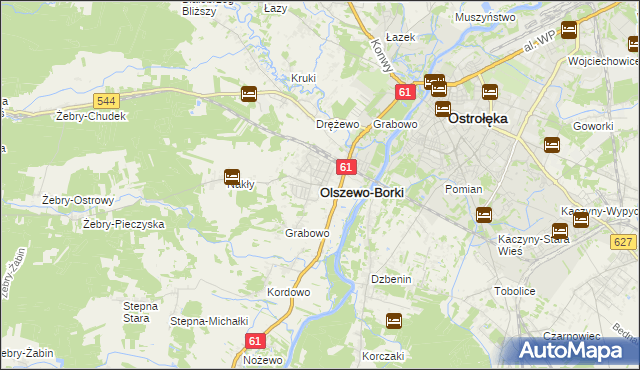 mapa Olszewo-Borki, Olszewo-Borki na mapie Targeo