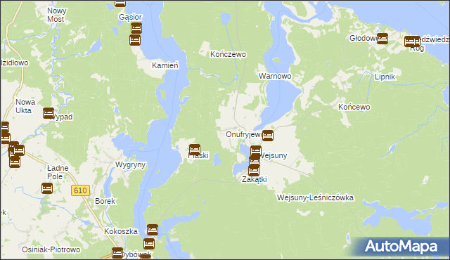 mapa Onufryjewo, Onufryjewo na mapie Targeo