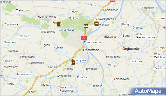 mapa Opatowiec powiat kazimierski, Opatowiec powiat kazimierski na mapie Targeo