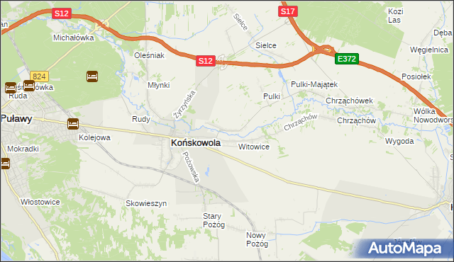 mapa Opoka gmina Końskowola, Opoka gmina Końskowola na mapie Targeo
